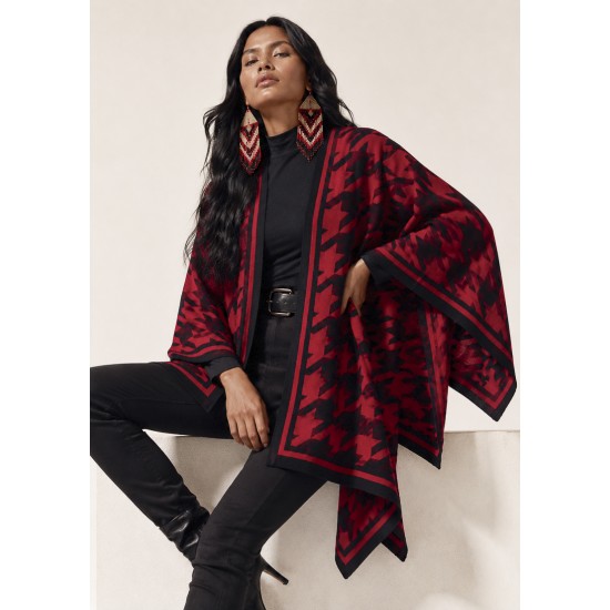 Poncho Tricot Ébano Vermelho