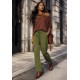 Calça Pantalona Inhambuxintã Malha Oliva Amazônico