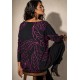Blusa Canoa Malha Manga 3/4 Estampa Antúrios Lilás