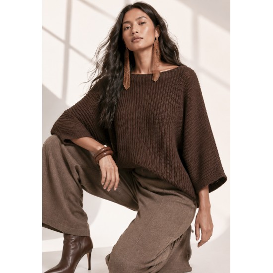 Blusa Tricot Alma Leve Marrom Chocolate