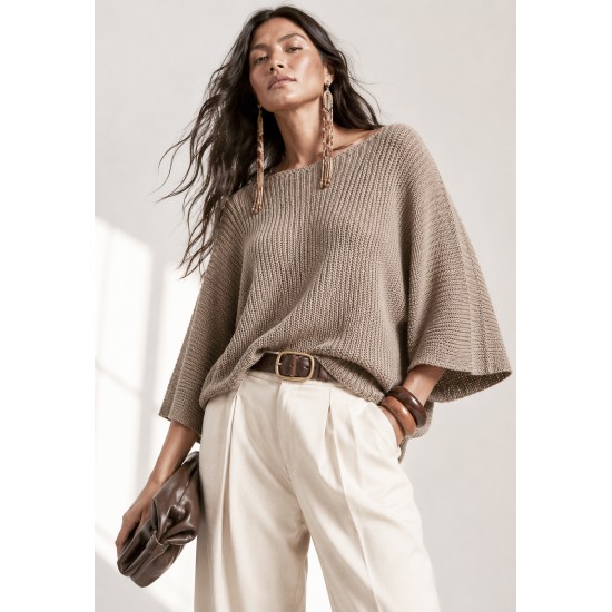 Blusa Tricot Alma Leve Bege Taupe