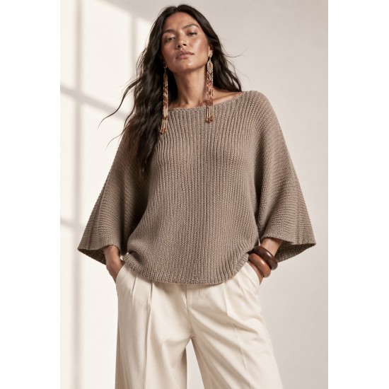 Blusa Tricot Alma Leve Bege Taupe