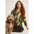 Blusa Morcego Ampla Manga 3/4 Estampa Folhas de Outono