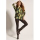 Blusa Morcego Ampla Manga 3/4 Estampa Folhas de Outono
