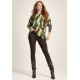 Blusa Morcego Ampla Manga 3/4 Estampa Folhas de Outono