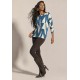Blusa Morcego Ampla Manga 3/4 Estampa Geométrica Blue