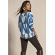 Blusa Morcego Ampla Manga 3/4 Estampa Geométrica Blue