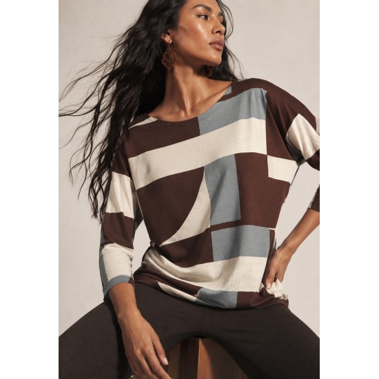 Blusa Morcego Ampla Manga 3/4 Estampa Santa Rosa do Tocantins 