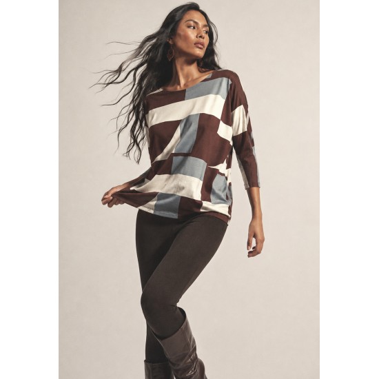 Blusa Morcego Ampla Manga 3/4 Estampa Santa Rosa do Tocantins 