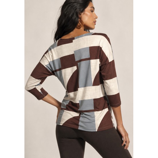 Blusa Morcego Ampla Manga 3/4 Estampa Santa Rosa do Tocantins 