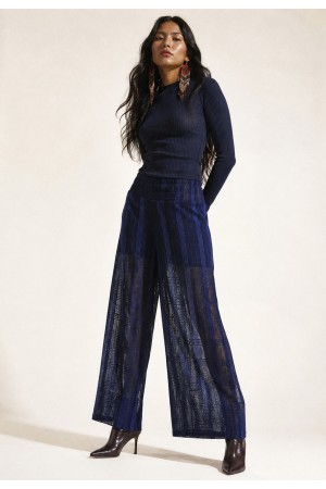 Calça Pantalona Transparente Renda Safira