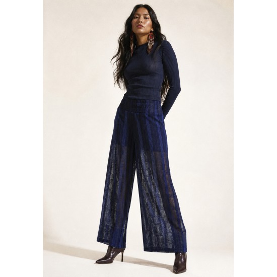Calça Pantalona Transparente Renda Safira