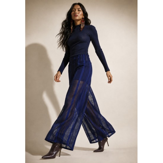 Calça Pantalona Transparente Renda Safira