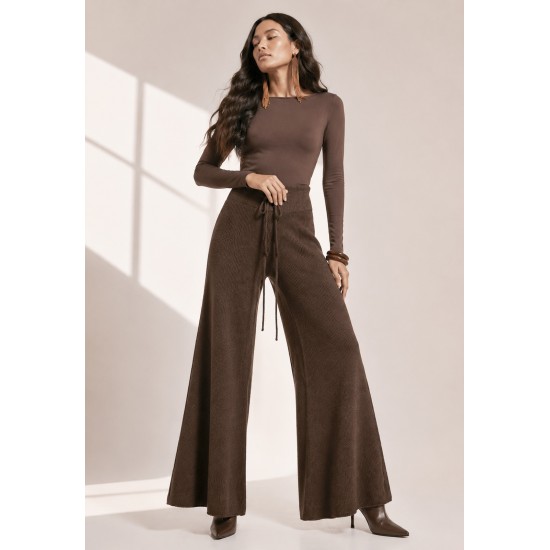 Calça Tricot Alma Leve Marrom Chocolate