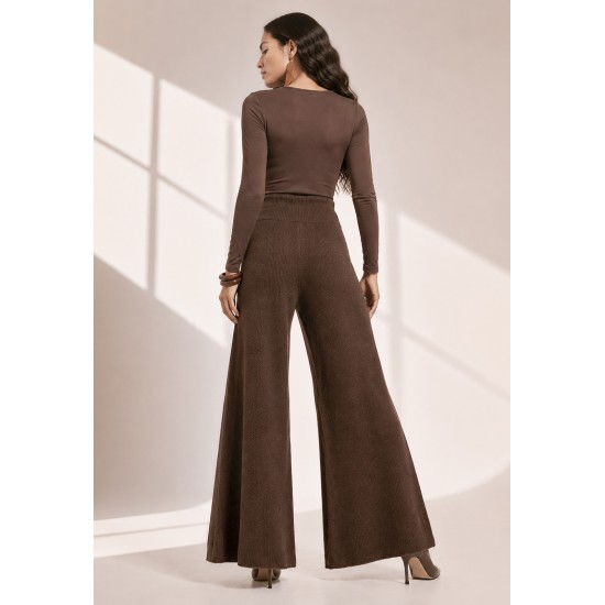 Calça Tricot Alma Leve Marrom Chocolate