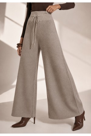 Calça Tricot Alma Leve Bege Taupe