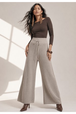 Calça Tricot Alma Leve Bege Taupe