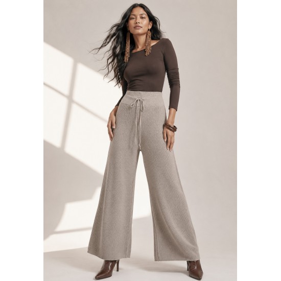 Calça Tricot Alma Leve Bege Taupe