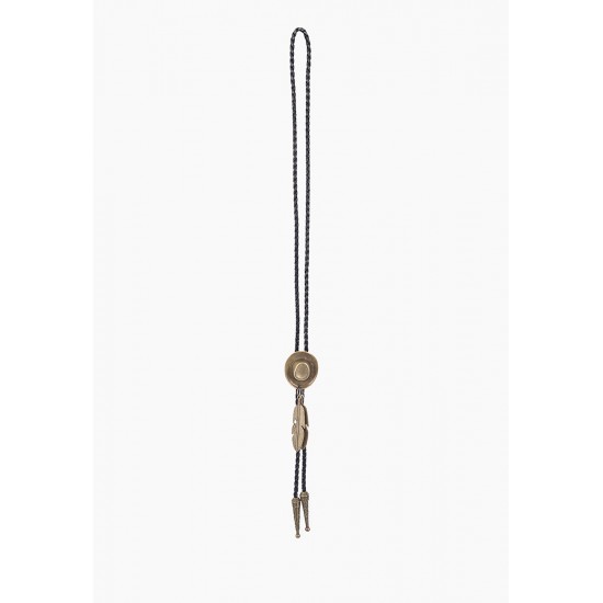 Colar Gravata Country Dourada Cordão Preto