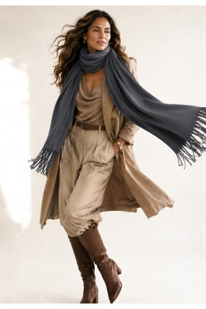 Echarpe Lenço Feminino Liso Cinza