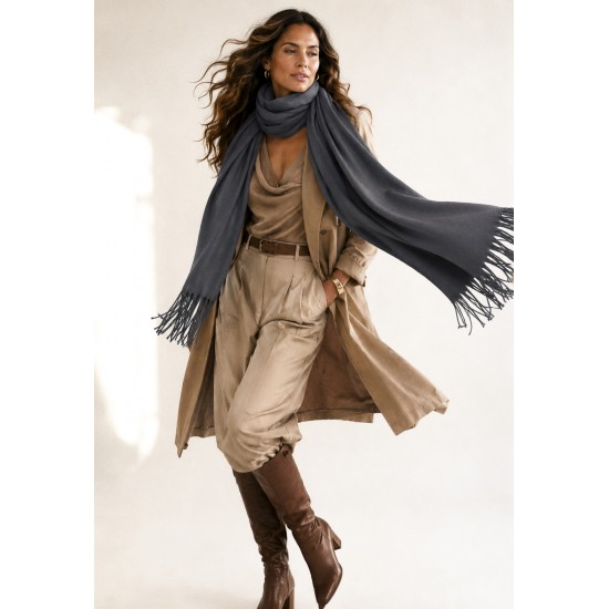 Echarpe Lenço Feminino Liso Cinza