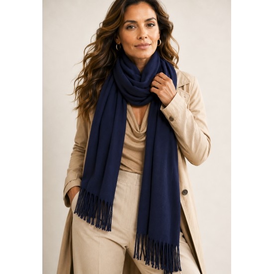Echarpe Lenço Feminino Liso Azul