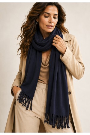 Echarpe Lenço Feminino Liso Azul