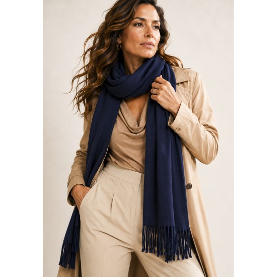Echarpe Lenço Feminino Liso Azul