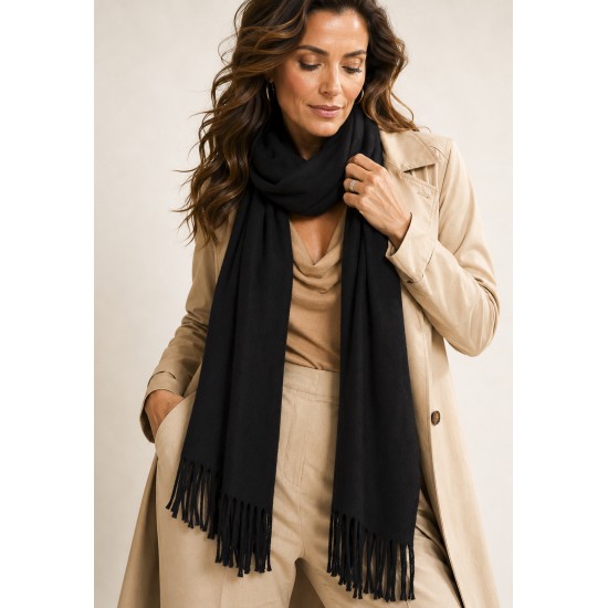 Echarpe Lenço Feminino Liso Preto