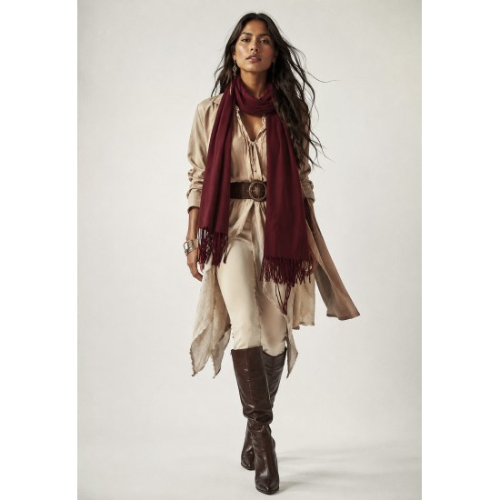 Echarpe Lenço Feminino Liso Bordô