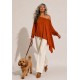 Blusa Ererê Malha Assimétrica Manga Longa Terracota