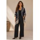 Poncho Tricot Raiz Natural Preto com Franjas