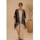 Poncho Tricot Raiz Natural Marrom com Franjas