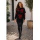 Vestido Tricot Jardim Noturno Floral Preto