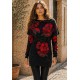 Vestido Tricot Jardim Noturno Floral Preto