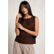 Blusa Regata Linho com Viscose Babado na Cintura Raffa Marrom