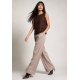 Blusa Regata Linho com Viscose Babado na Cintura Raffa Marrom
