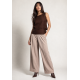 Blusa Regata Linho com Viscose Babado na Cintura Raffa Marrom