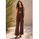 Calça Pantalona Kaolin Linho com Viscose Marrom