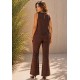 Calça Pantalona Kaolin Linho com Viscose Marrom
