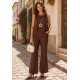 Calça Pantalona Kaolin Linho com Viscose Marrom