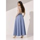 Saia Midi com Zíper Azul Jeans