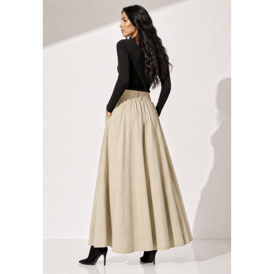 Saia Midi com Zíper Creme
