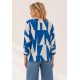 Blusa Morcego Ampla Manga 3/4 Geométrica Blue