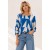 Blusa Morcego Ampla Manga 3/4 Geométrica Blue