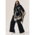 Poncho Tricot Raiz Natural Preto com Franjas