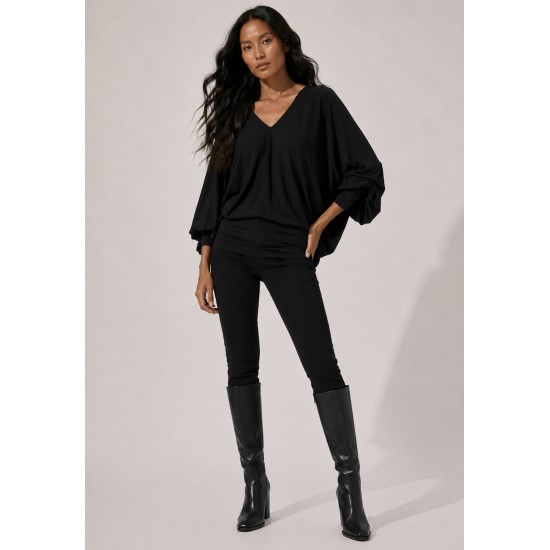 Blusa Moicana Malha Morcego Preta