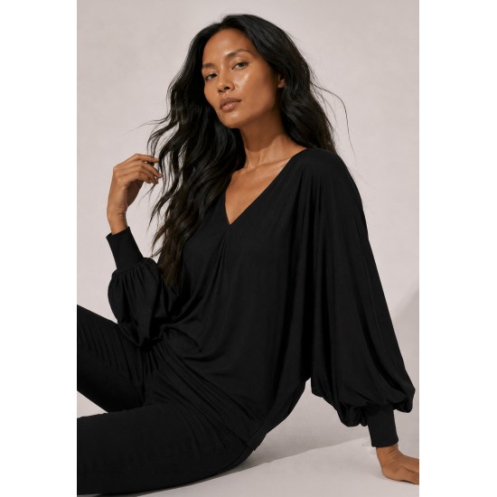 Blusa Moicana Malha Morcego Preta