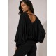 Blusa Moicana Malha Morcego Preta