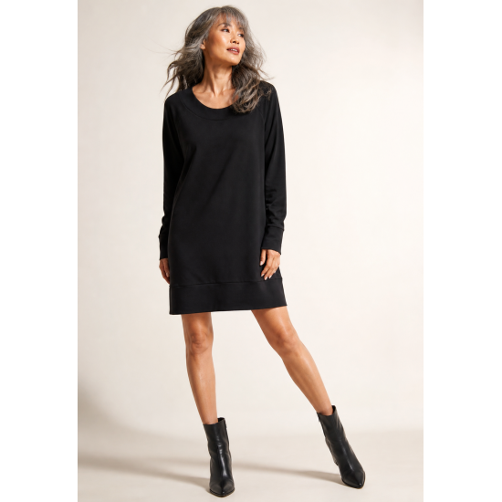 Vestido Curto Lauany Malha Manga Longa Preto